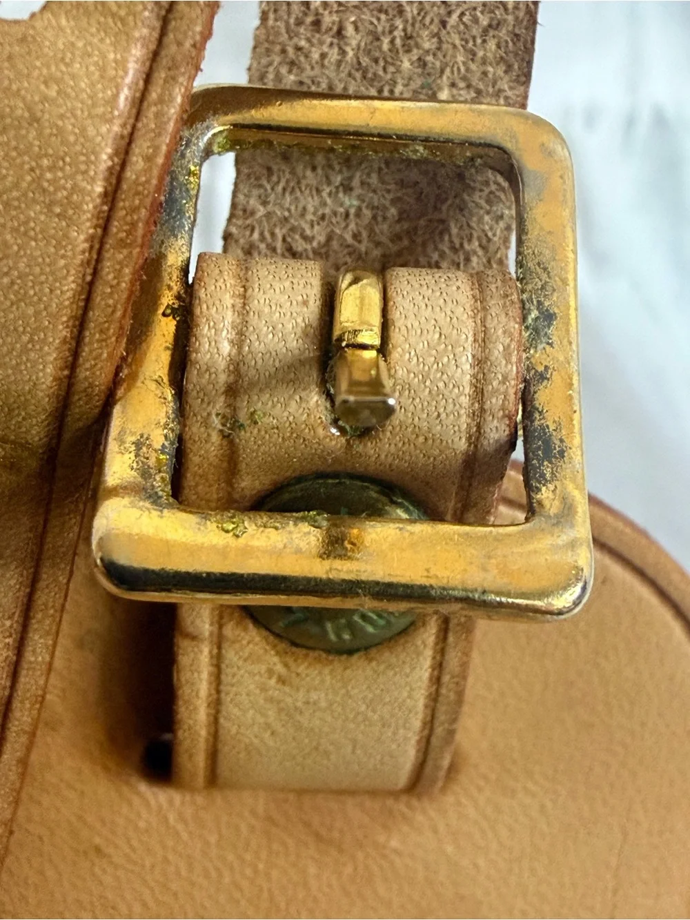 Louis Vuitton Tan Leather Luggage Tag with Gold Hardware